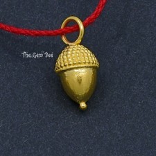 6mmx9mm 18k Solid Yellow Gold Handmade Acorn Charm Pendant Earrings (1)