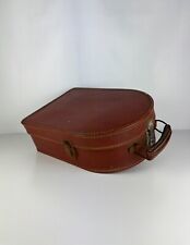 Antique Vintage Brown Leather Disc Turntable Suitcase 