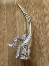 Large Daum Dolphin Sculpture France Press Paper Crystal 34 cm