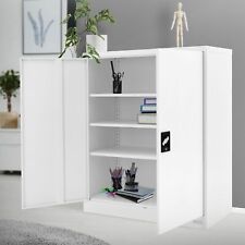 Armoire à dossiers 90x40x109 cm à 3 étagères réglables en hauteur en acier blanc