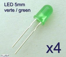 Lot de 4 LED diode verte 5 mm DIP /  4x LED green 5mm DIP 