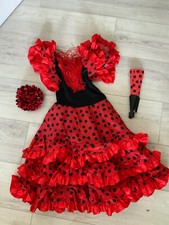 ROBE DÉGUISEMENT DANSEUSE ESPAGNOLE FLAMENCO, 6-10 ANS, AVEC ACCESSOIRES