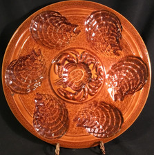 Vintage French Faience Oyster Stoneware Plate by Ateliers d'Art Du Revernay
