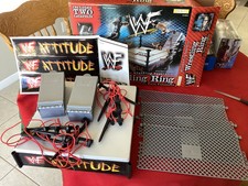 Vintage WWF/WWE JAKKS Wrestling Ring w/ Twin Catapults & Cage (1998) With Box