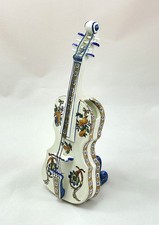 Violon faïence Gien bouquetière décor italien Violin flower vase