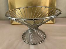 Harry Bertoia Style Chrome Twisted Wire Basket Vintage Mid-Century