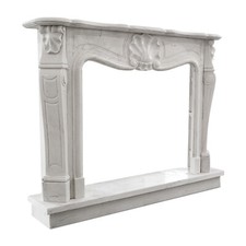 Cadre De Cheminée Classique En Marbre De Carrare Avec Décor Louis XVI L150cm