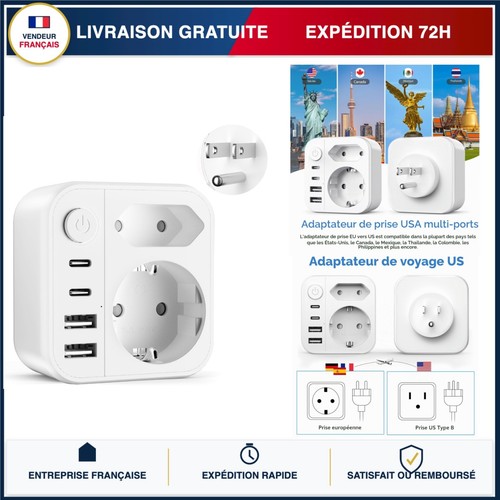 Adaptateur prise usa type - adaptateur, 6