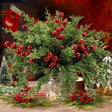 30PCS Branches de pin artificielles avec baies rouges déco sapin Noël