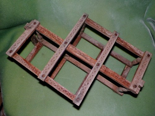 Vintage wood folding wine - -,