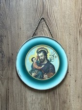 Cadre Religieux Joseph et l’enfant Jesus, métal et verre plat avec chaînette Ø22