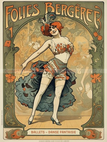 Affiche vintage folies - affiche,
