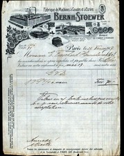 PARIS (XVIII°) "BERNH STOEWER" WRITING & SEWING MACHINE FACTORY in 1907