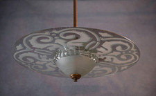 Lustre Art déco en verre dépoli et miroité 1940's