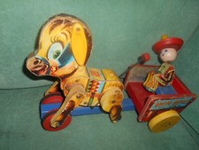 RARE ANTIQUE VINTAGE FISHER PRICE WOODEN TIN TOY 60's