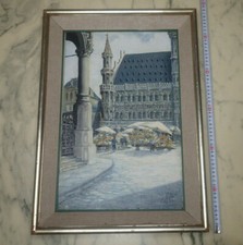 1938 BRUXELLES GRANDE PLACE Marché  fleurs MAISON DU ROI BELGIQUE Architecture