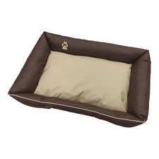 Lit pour Chien Panier Coussin Canapé Couchette Simili Cuir XXL Marron-Beige