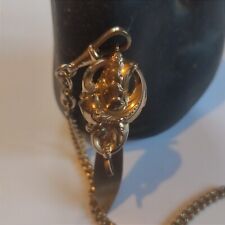 Antique key, hook, pocket watch chain / castle / gold plated hallmarked