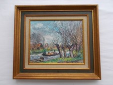 ANTIQUE PAINTING OIL ON CANVAS THIBAUDEAU ST SAINT OMER CHEMIN CORDIER