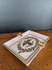 Antique porcelain ashtray France gold decor dove eagle Laurier crown 