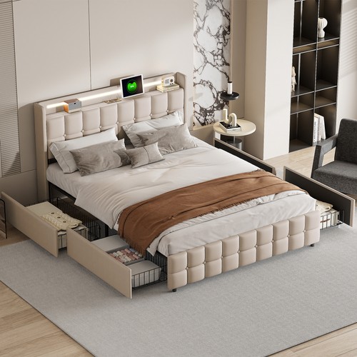 Lit rembourré led double - lit,