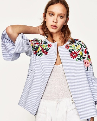Zara stripe zip jacket with - zara,