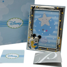 Cadre Enfant Disney Mickey En Argent/Céleste Enfant 11,5x15,5cm + Boîte Cadeau