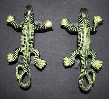 Brass Reptile Door Pull Set Gecko Chameleon With Crooked Tail Style Decor EK252 