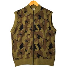 Vintage 1990'S Bob Fratzke Camouflage Pattern Open-Front Knit Vest Men's XL
