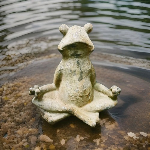 Zen frog cast iron patina - iron,