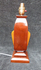 ART DECO WOODEN TABLE LAMP HANDMADE GEOMETRIC DESIGN VINTAGE 1930s FREE STANDING