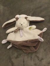 doudou babynat lapin plat carré GRIS blanc pois feuille vert BN0469