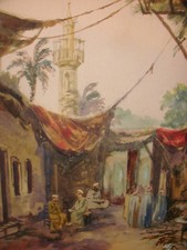 Antique watercolor Arab men on