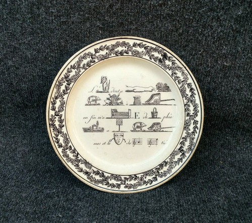 Ancienne assiette rebus - ancienne,