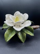 Vintage Magnolia Flower On Branch Ceramic Pottery Southern Decor
