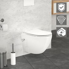 Toilette murale blanc sans rebord nano revêtement fonction bidet avec abattant