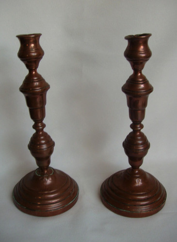 Paire bougeoirs anciens - *,