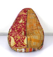 Vintage Kantha Quilt Cotton Bohemian Decorative Bean Bag Cotton Hassock Pouf