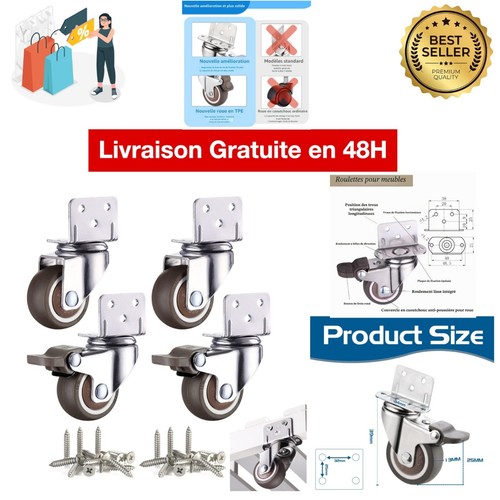 Lot roulettes pivotantes - lot,