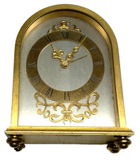 HOUR LAVIGNE jolie PENDULETTE REVEIL mécanique bronze doré fonctionne