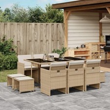 Mobilier de jardin  en polyrotin beige avec coussins neuve ensembles 6 chaises 