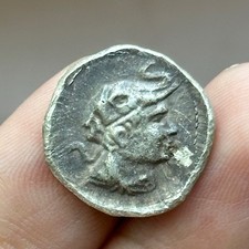 Ancienne pièce de monnaie en argent rare indo grecque de Démétrius portant...