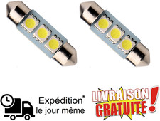 2 ampoule LED 6000K 3 smd pour canbus interieur voiture plaque immatriculation