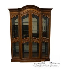 CENTURY FURNITURE Louis XV French Provincial 66" Carved Lighted Display Break...