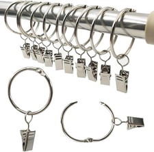 Anneaux pour Rideaux,40 Pièces Anneau Rideau avec Pinces,Décoratif Métal Drapé C