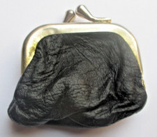 Antique Gold Color Black Leather Chaplain Coin Stunning Vintage Accessory