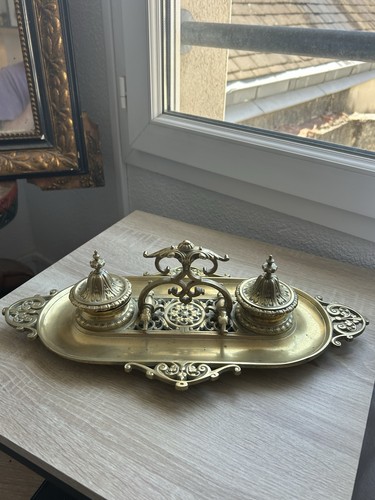 R1329 ancien encrier bronze - r1329,
