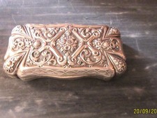 LARGE RECTANGULAR BOX IN SILVER AND VERMILION CHISEL OF FLOWERS AND LEAVES