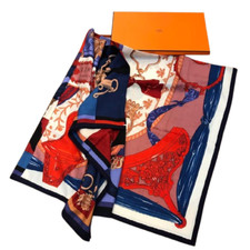 Hermes Carre Geant 140 Etriers de la Cavalerie Shawl Scarf Authentic Excellent