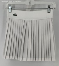 Lacoste Sport White On Court Elastic Waist Tennis Mini Womens Skirt Size 34